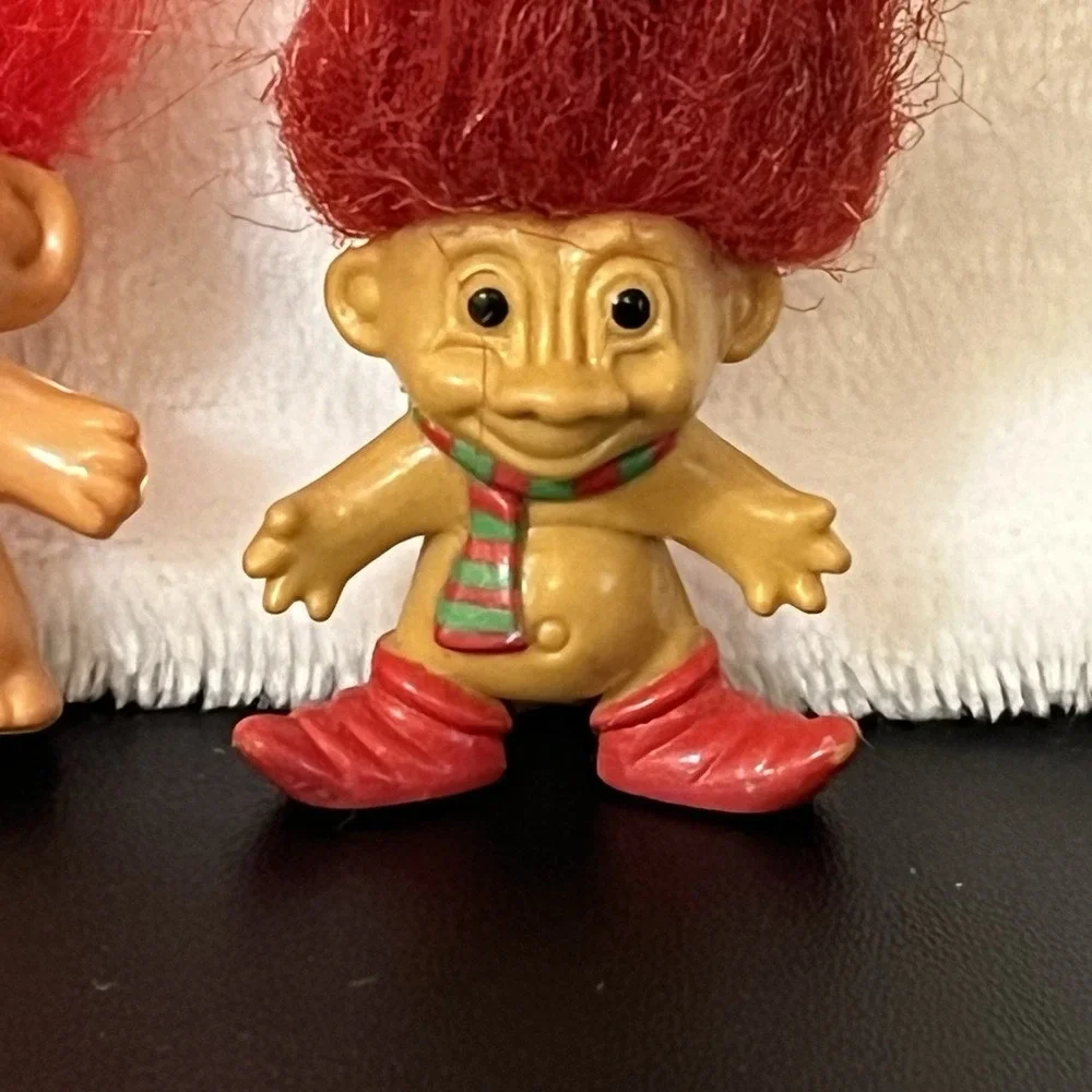 Vintage Troll Doll Pencil Toppers Red Hair RUSS Christmas Elf & Tiny Treasure